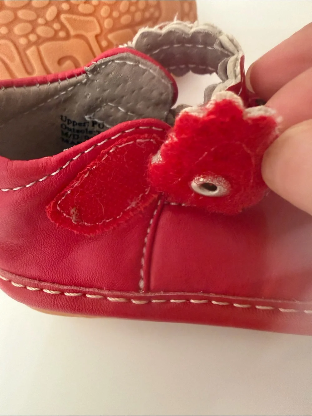 Toddler Red Leather Hook-and-Loop Mary Jane Walkers Size 3